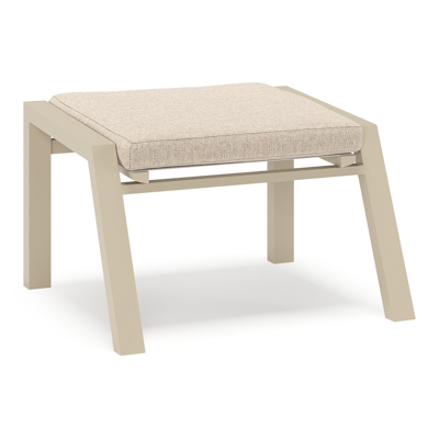 Prato lounge poef in beige aluminium met rustic weather+ softtouch kussen