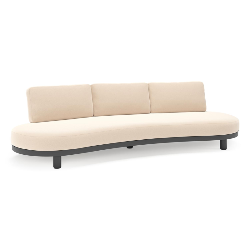 Donato loungebank in zwart aluminium met all weather sunbrella® luxe Natte Linen Chalk kussen