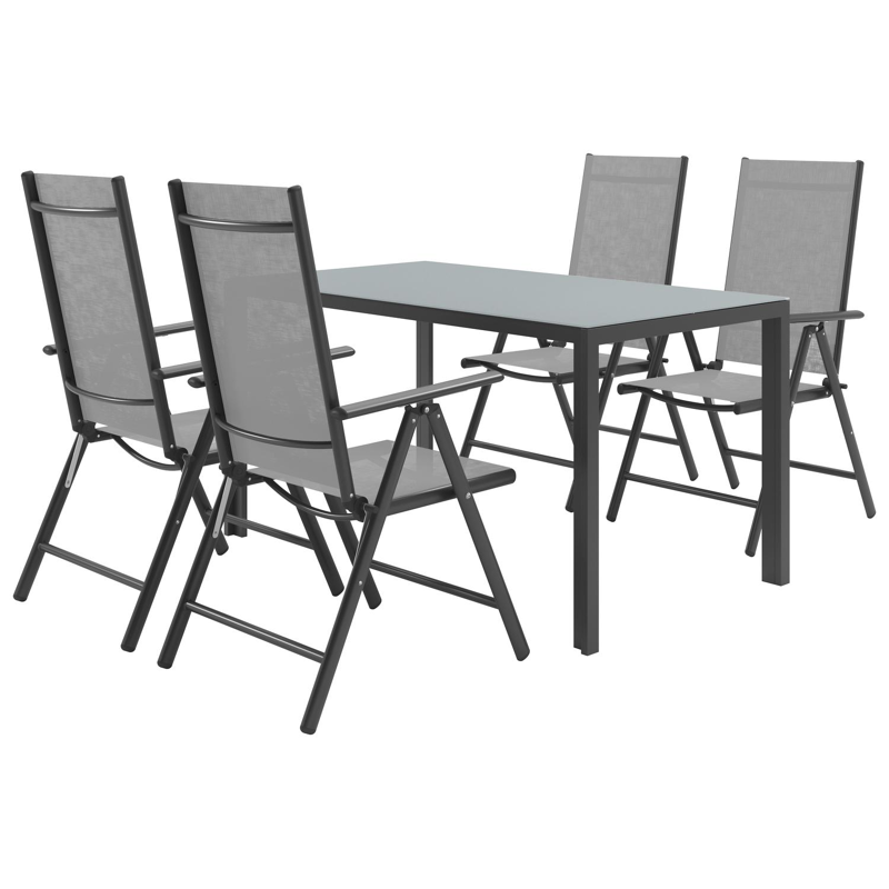Caldela tuintafel in zwart aluminium en glas grijs - L 140 x B 80 x H 75 cm