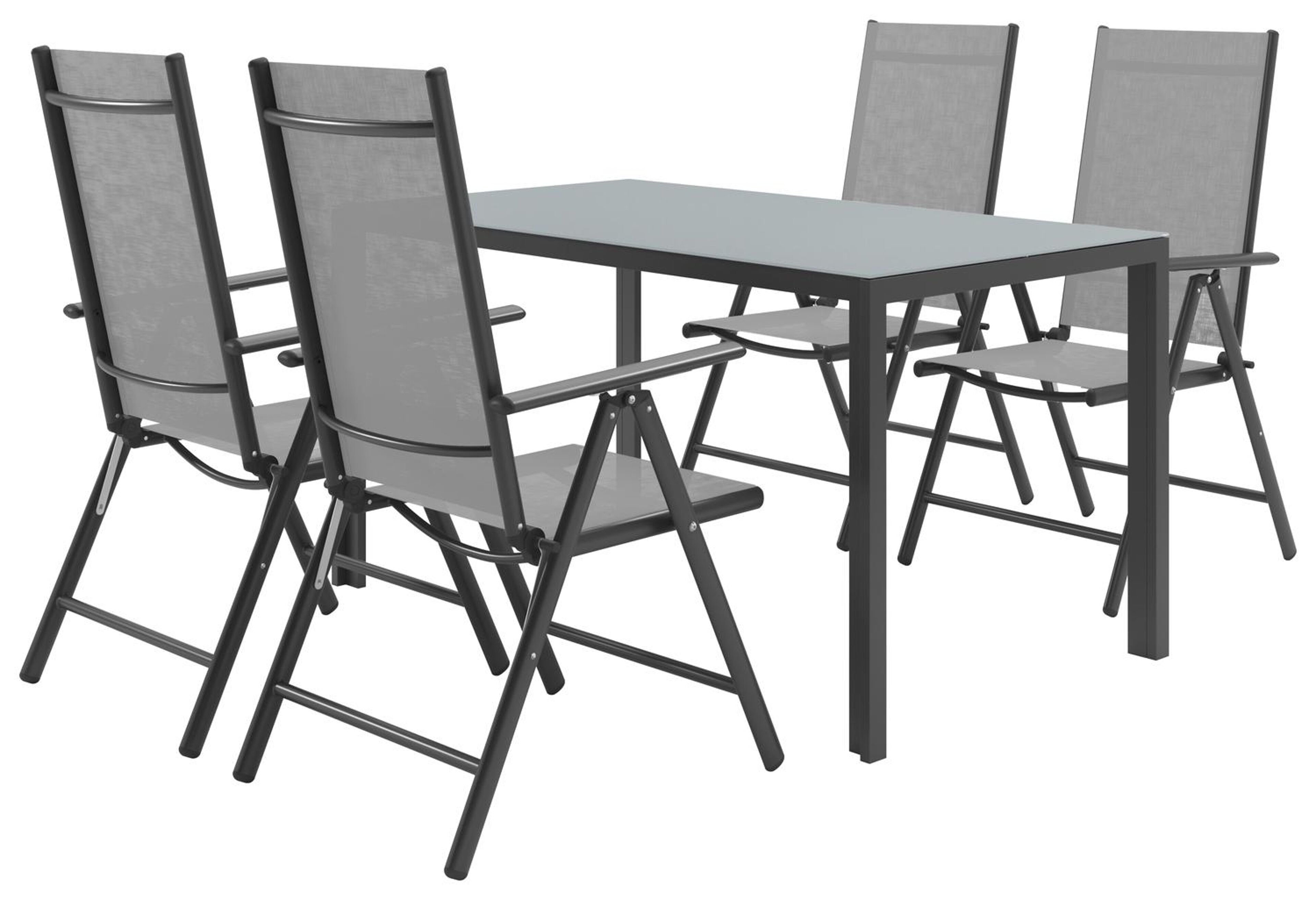 Caldela tuintafel in zwart aluminium en glas grijs - L 140 x B 80 x H 75 cm