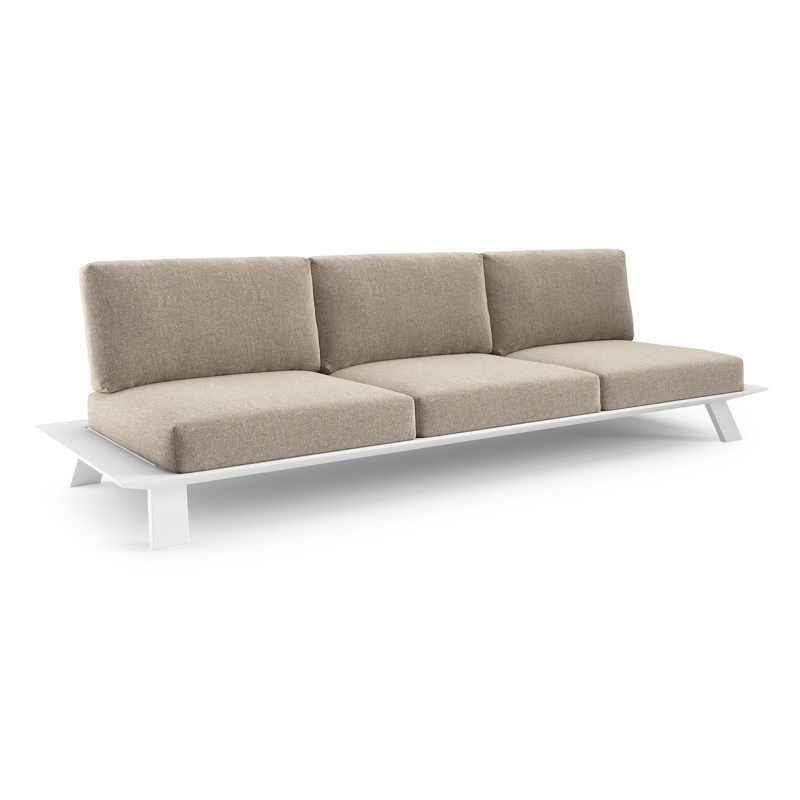 Cesano loungebank in wit aluminium met chartres pewter all weather Sunbrella® luxe kussen