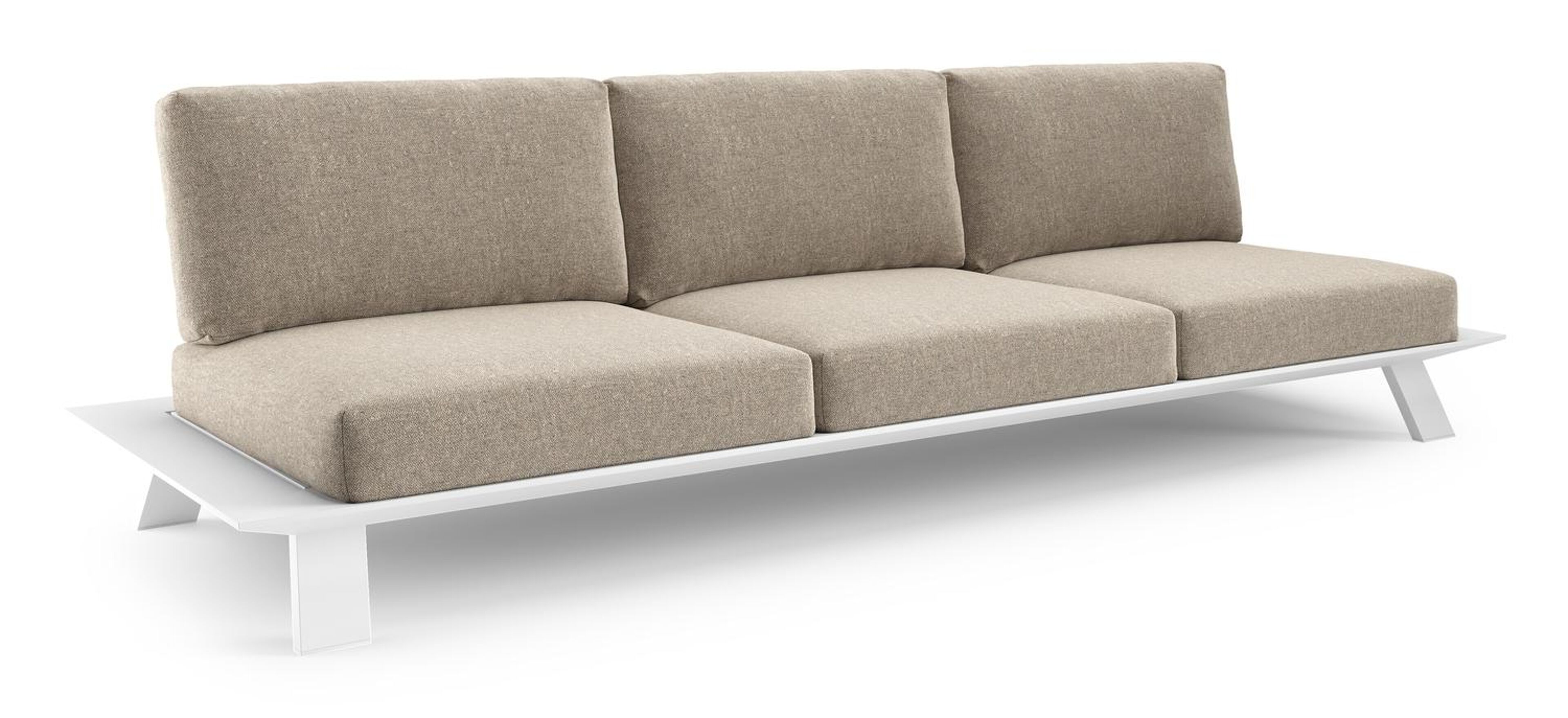 Cesano loungebank in wit aluminium met chartres pewter all weather Sunbrella® luxe kussen