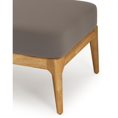 Pouf Orso en teck et coussins en all weather sunbrella® luxe Natte Nature Grey