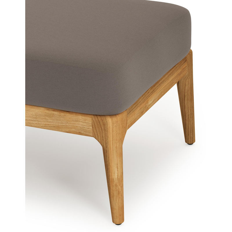 Pouf Orso en teck et coussins en all weather sunbrella® luxe Natte Nature Grey