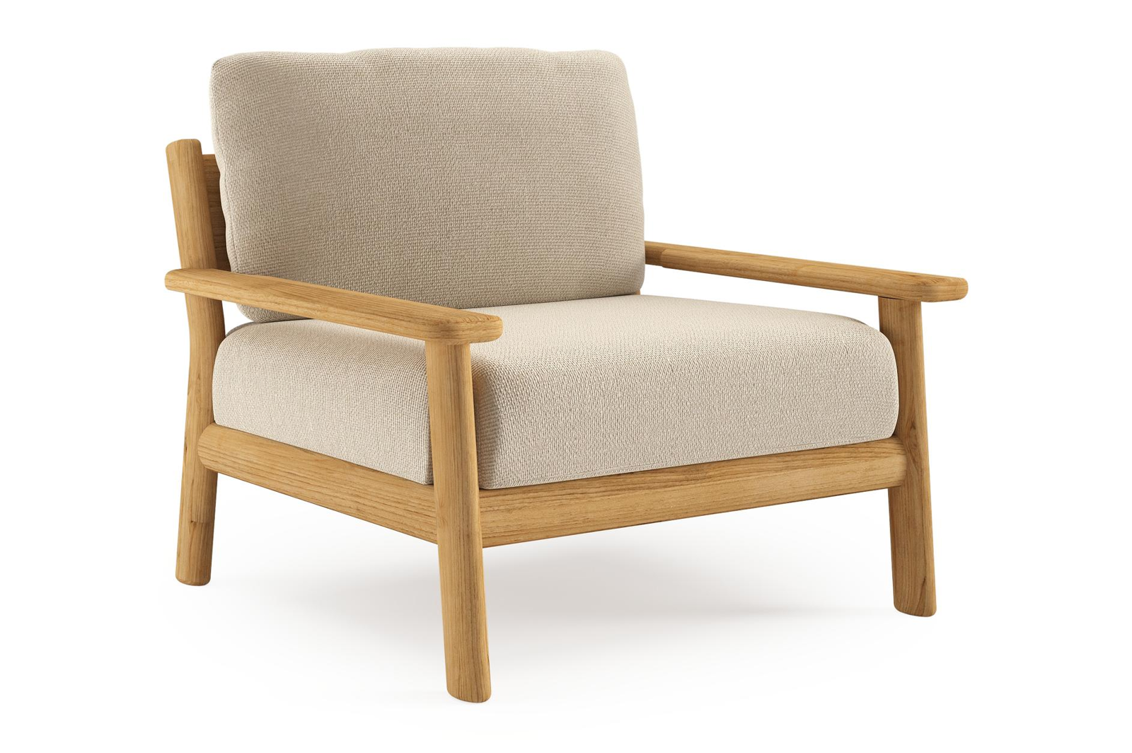 Amaro loungestoel in teak met althea chalk all weather cosytica kussen