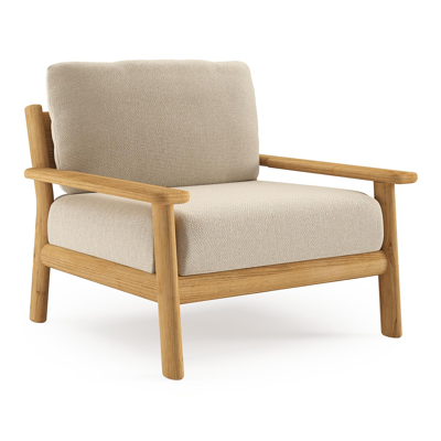 Amaro loungestoel in teak met althea chalk all weather cosytica kussen