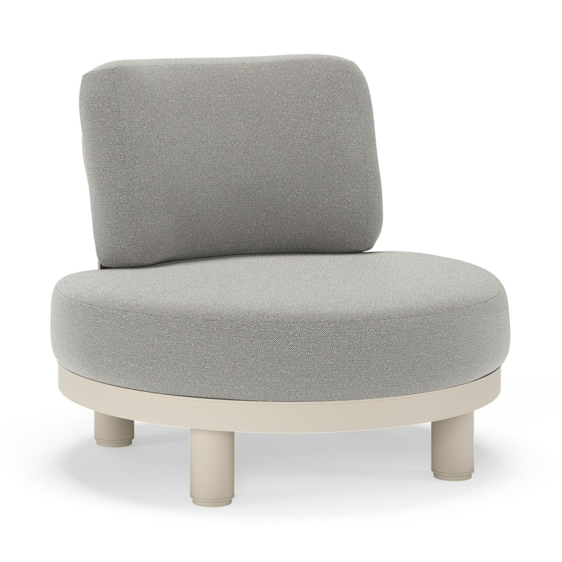 Donato loungestoel in beige aluminium met all weather sunbrella® luxe Savane Zinc kussen