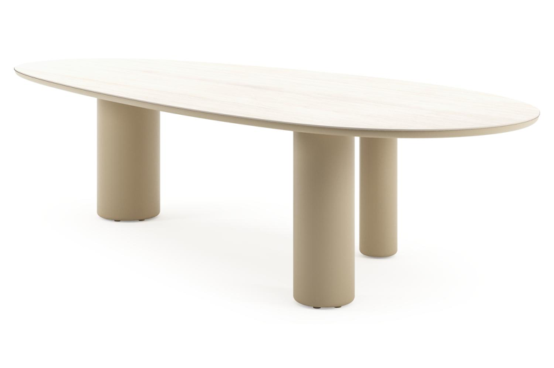 Amico tuintafel mango in beige aluminium en volkeramiek Travertino Bianco - L 320 x B 140 x H 73.5 cm