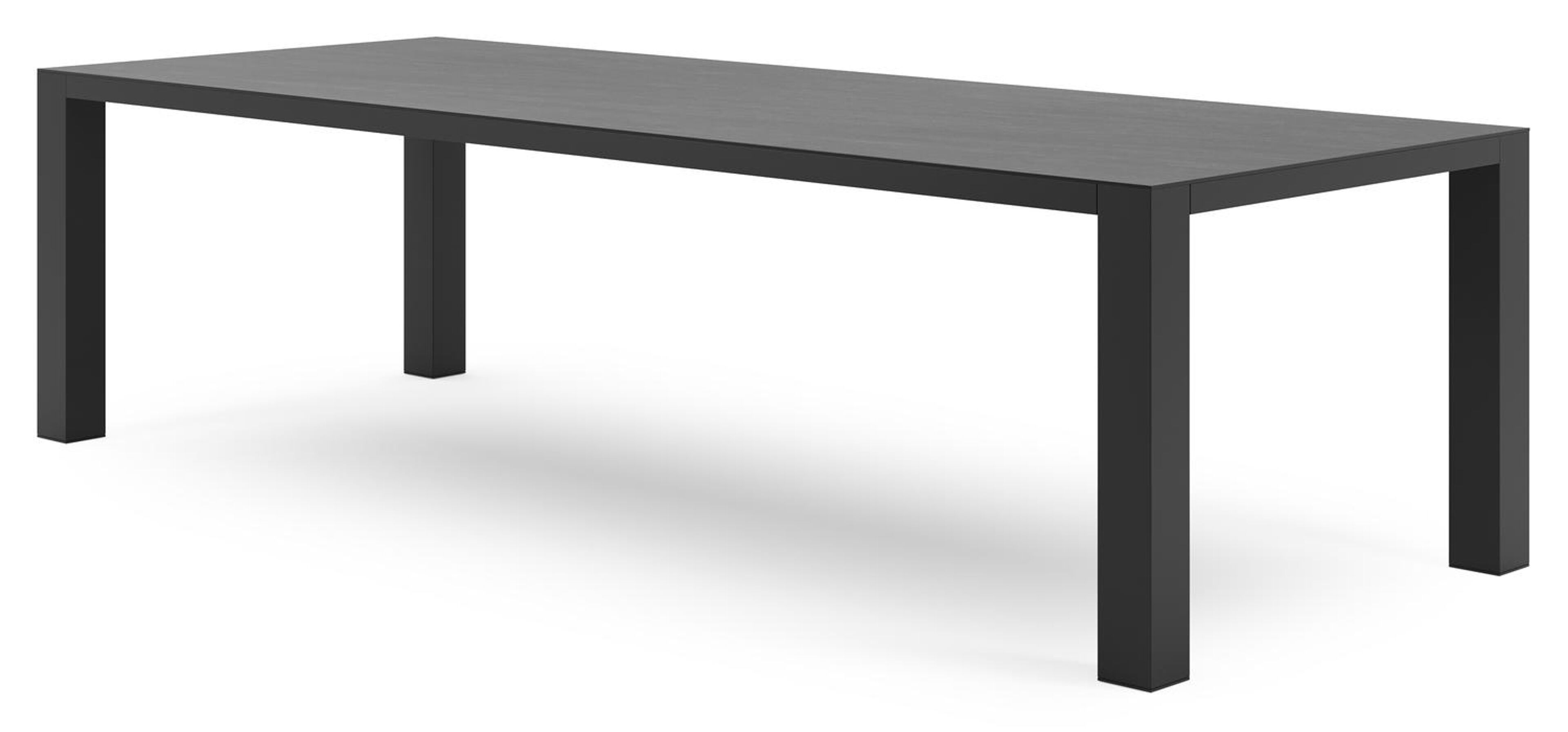Nano tuintafel rechthoekig in zwart aluminium en volkeramiek basalt black - L 280 x B 110 x H 75 cm