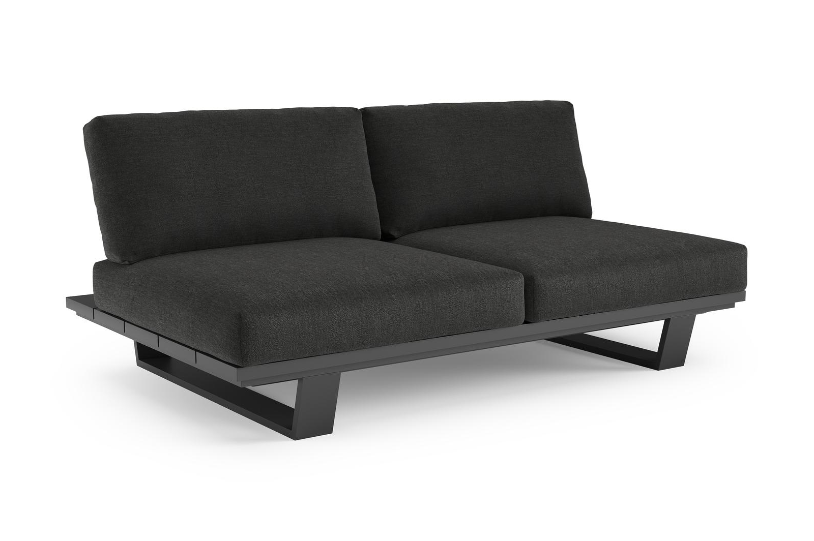 Pagino loungebank in zwart aluminium met chartres sooty all weather sunbrella® luxe kussen