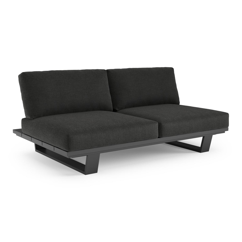 Pagino loungebank in zwart aluminium met chartres sooty all weather sunbrella® luxe kussen