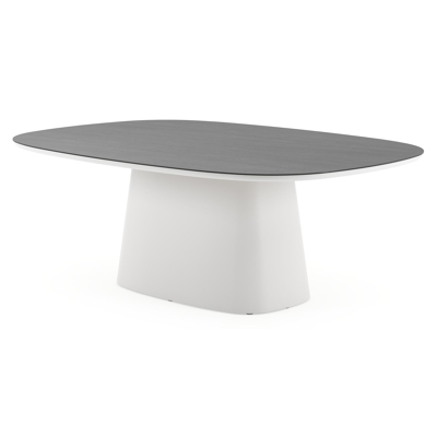 Amico tuintafel bombo xl in wit aluminium en volkeramiek Basalt Black - L 210 x B 148 x H 73.5 cm