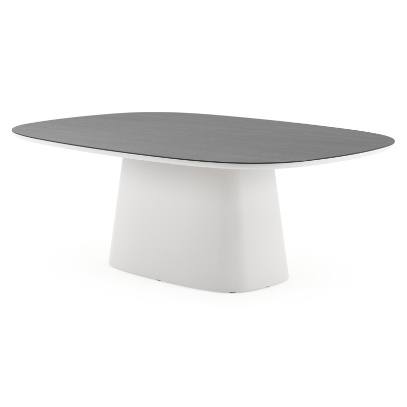 Amico tuintafel bombo xl in wit aluminium en volkeramiek Basalt Black - L 210 x B 148 x H 73.5 cm