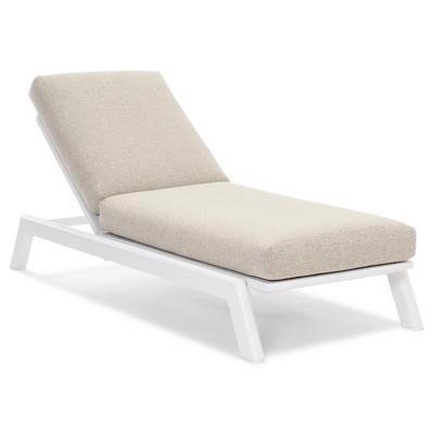 Cirello verstelbaar ligbed met pompsysteem in wit aluminium met marbella beige all weather cosytica kussen