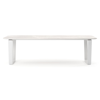 Pagino tuintafel bootvorm in wit aluminium en volkeramiek Taj Mahal - L 255 x B 115 x H 73 cm