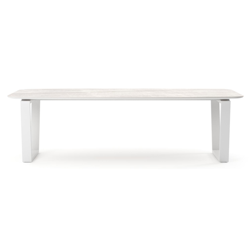 Pagino tuintafel bootvorm in wit aluminium en volkeramiek Taj Mahal - L 255 x B 115 x H 73 cm