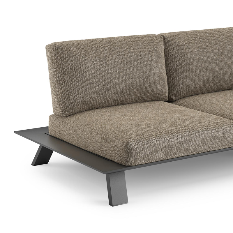 Salon de jardin d'angle Cesano en aluminium noir et coussin en all weather Cosytica madagascar burch