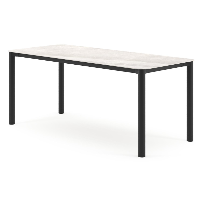 Orso tuintafel rechthoekig afgerond in zwart aluminium en volkeramiek Taj Mahal - L 200 x B 80 x H 74.5 cm