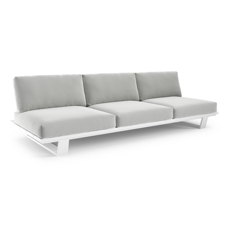 Pagino loungebank in wit aluminium met natte grey chine all weather sunbrella® luxe kussen