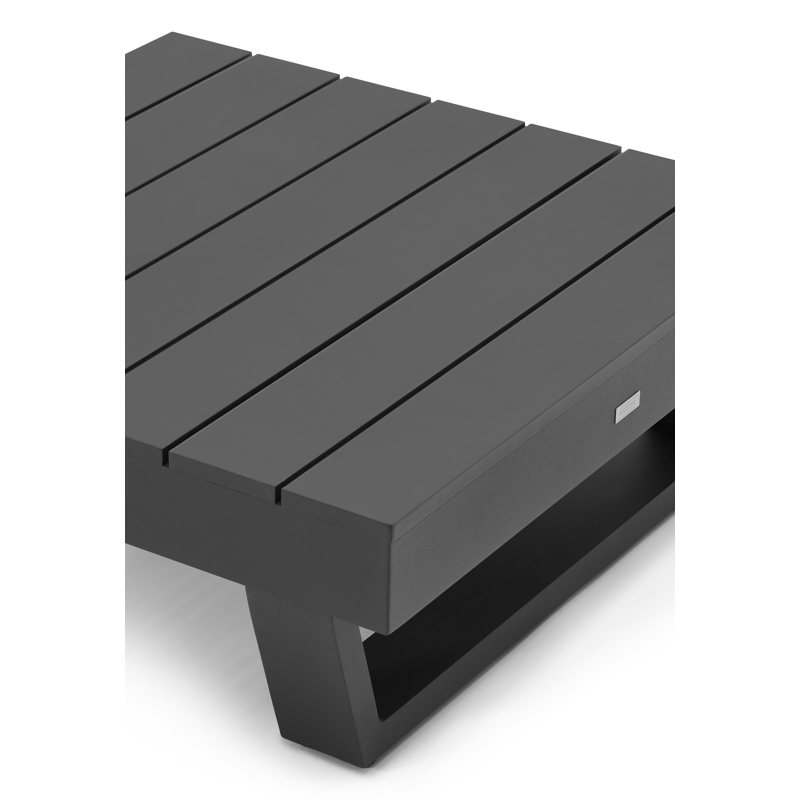 Table basse Modica en aluminium noir - Lg 130 x larg. 72 x H 38 cm