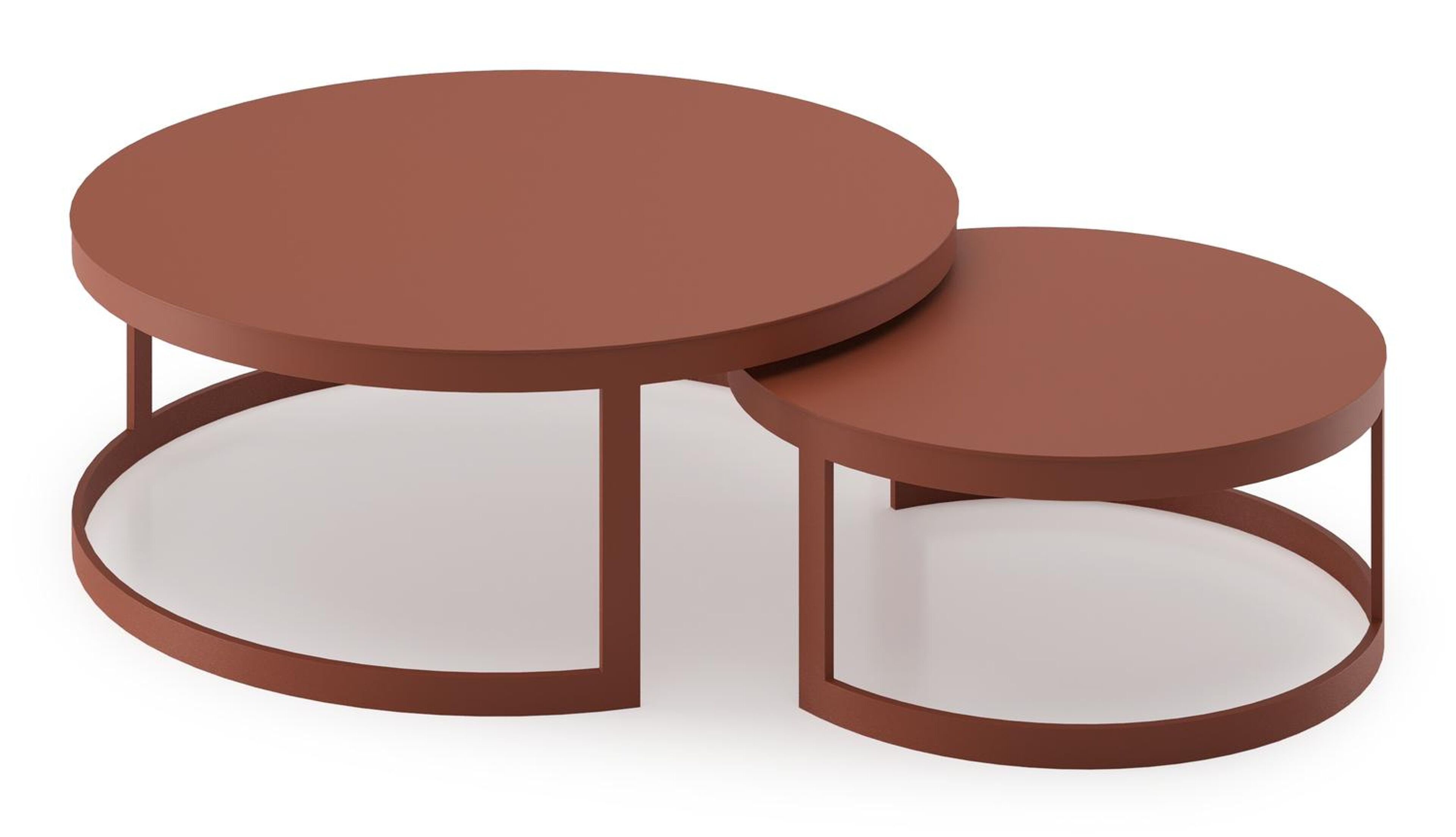 Ensemble de 2 tables de basse Enna en aluminium brun rouille - Dia. 100/70 x H 37/30 cm
