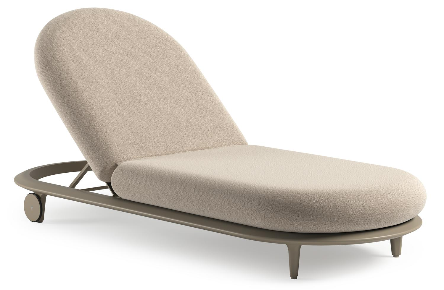 Bomero verstelbaar ligbed in beige aluminium met lopi sand all weather sunbrella® luxe
