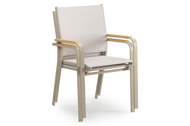 Amalfi tuinstoel in beige aluminium en beige single textilene