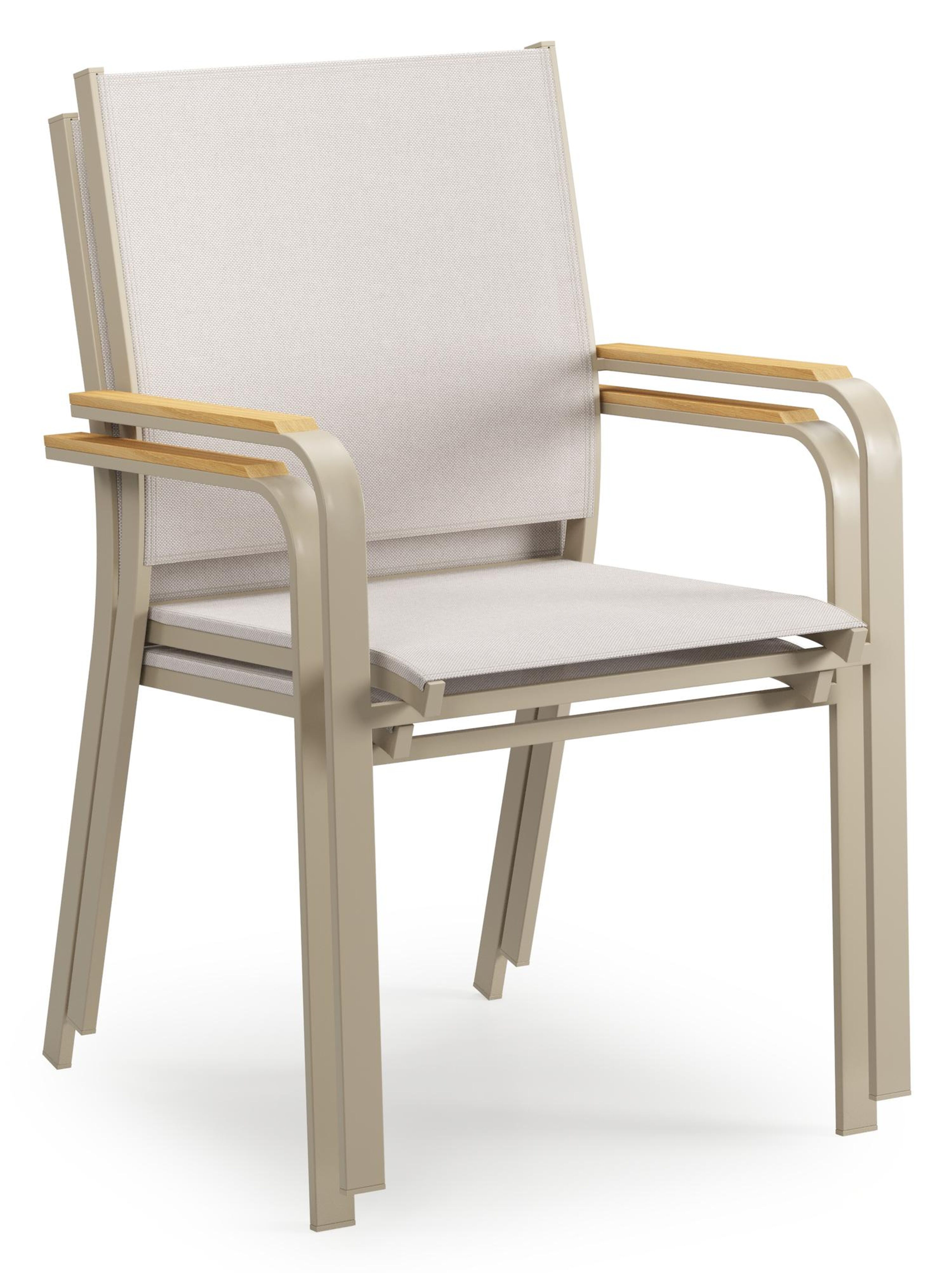 Varese tuinset in beige aluminium en teak met 6 Amalfi tuinstoelen