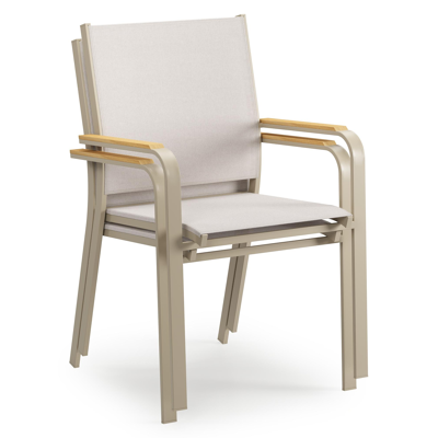 Amalfi tuinstoel in beige aluminium en beige single textileen