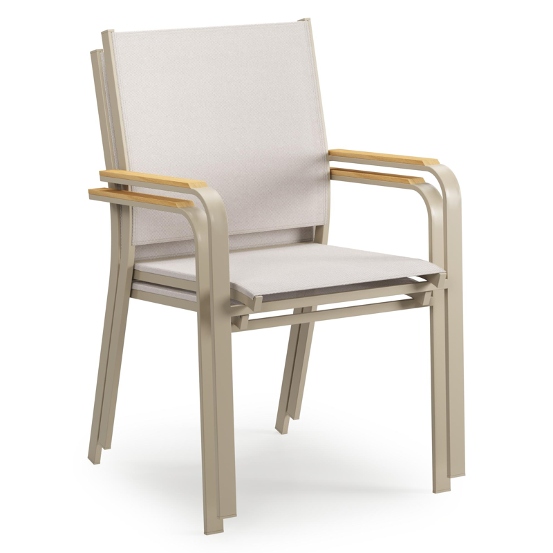 Amalfi tuinstoel in beige aluminium en beige single textileen