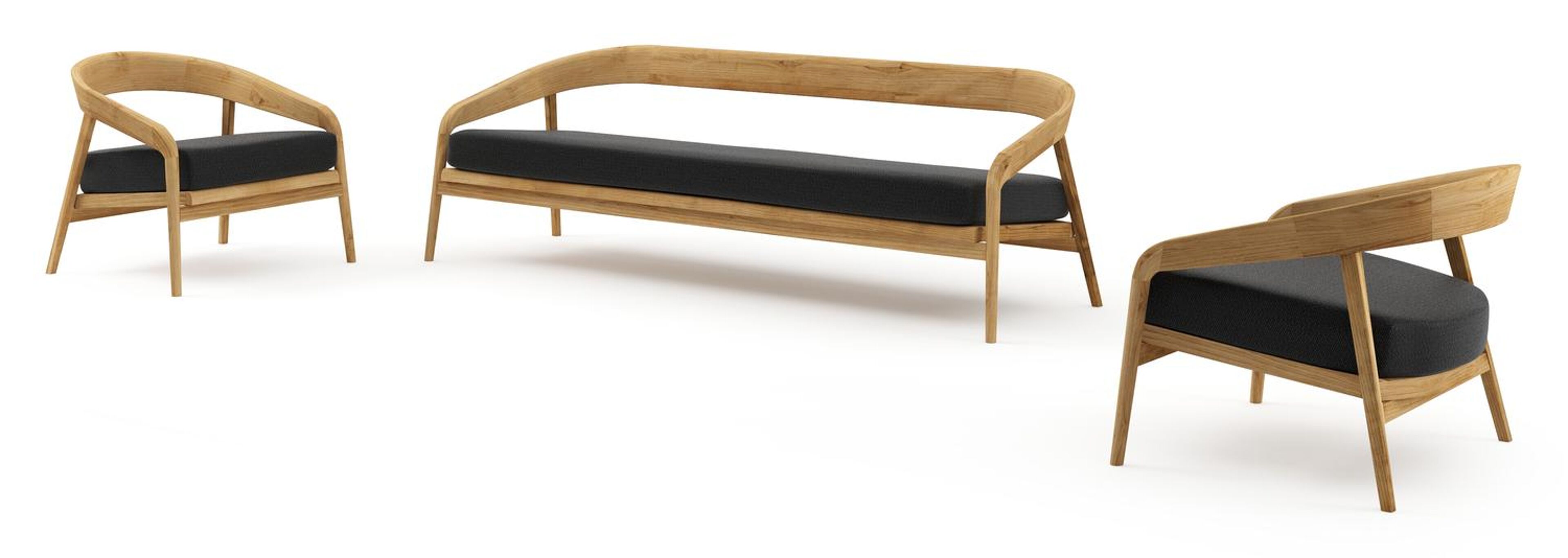 Salon de jardin Lacrima en teck et coussin en all weather Sunbrella® luxe lopi baribal