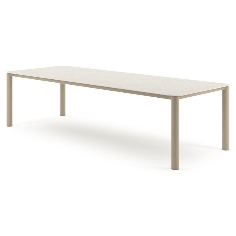 Orso tuintafel rechthoekig afgerond in beige aluminium en volkeramiek Shilin - L 290 x B 110 x H 74.5 cm