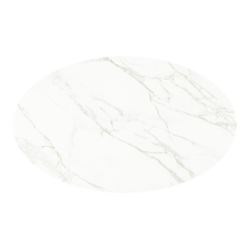 Fano tuintafel ovaal in wit aluminium en volkeramiek calacatta - L 180 x B 110 x H 75 cm