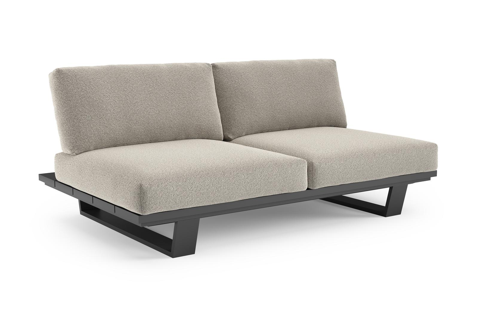 Pagino loungebank in zwart aluminium met firenze sand all weather solica kussen