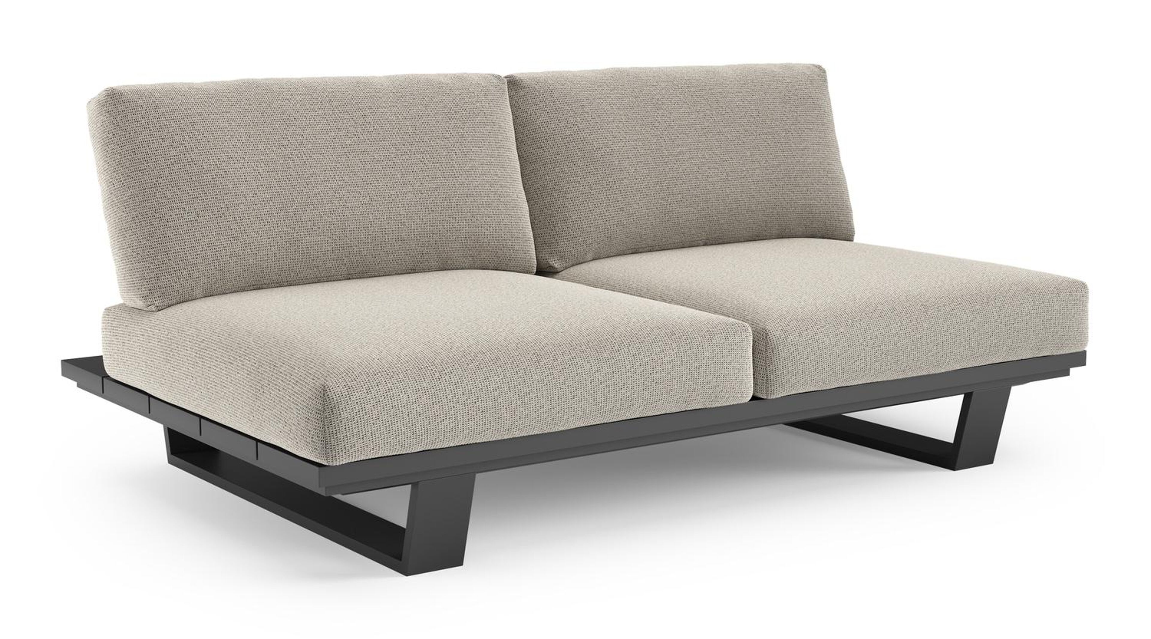 Pagino loungebank in zwart aluminium met firenze sand all weather solica kussen