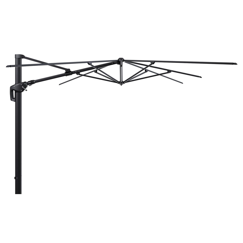 Parasol pendant Minore avec fonction tilt en aluminium noir et toile de parasol en All Weather Solica Firenze Sand  - Lg.1 400 x Lg.2 300 cm (sans pied de parasol)