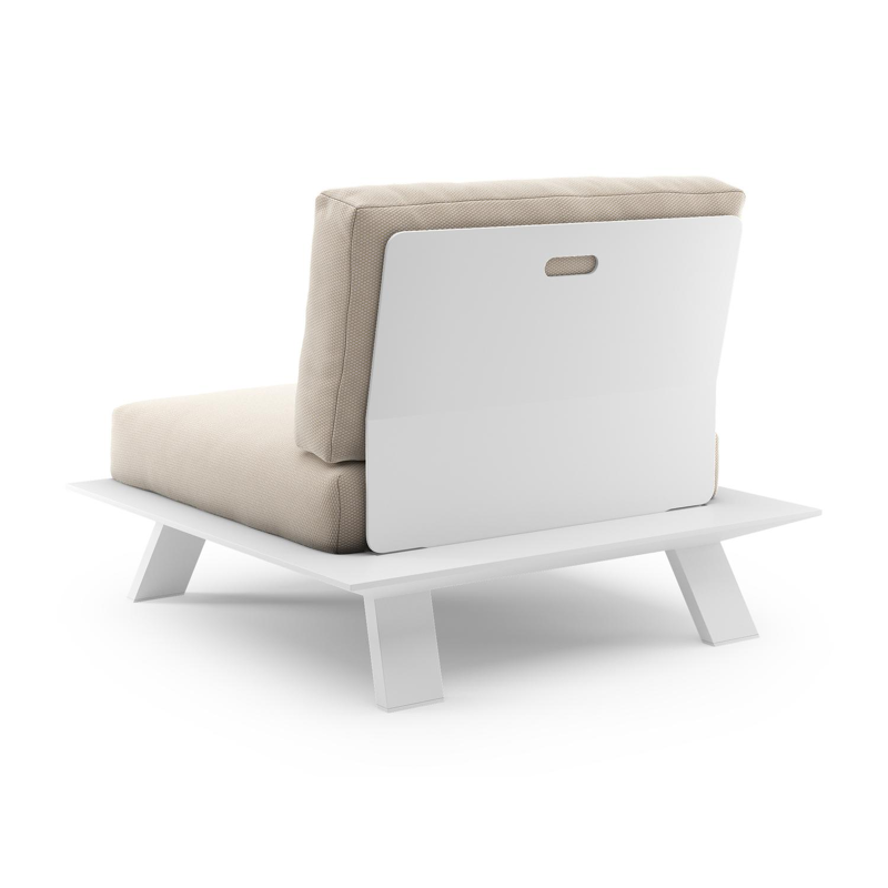 Fauteuil de jardin Cesano en aluminium blanc et coussin en all weather Sunbrella® luxe lopi antique