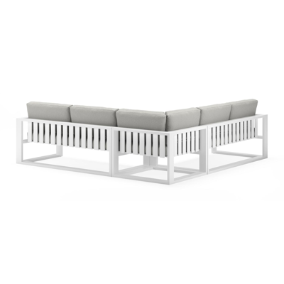 Verato loungehoek in wit aluminium met tweed dune all weather sunbrella® luxe kussens