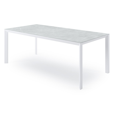 Malito tuintafel in wit aluminium en volkeramiek zaha stone - L 200 x B 100 x H 75,5 cm