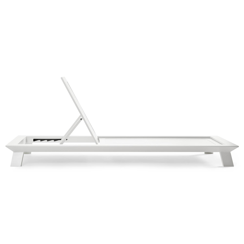 Cesano verstelbaar ligbed in wit aluminium met natte white all weather sunbrella® luxe kussens