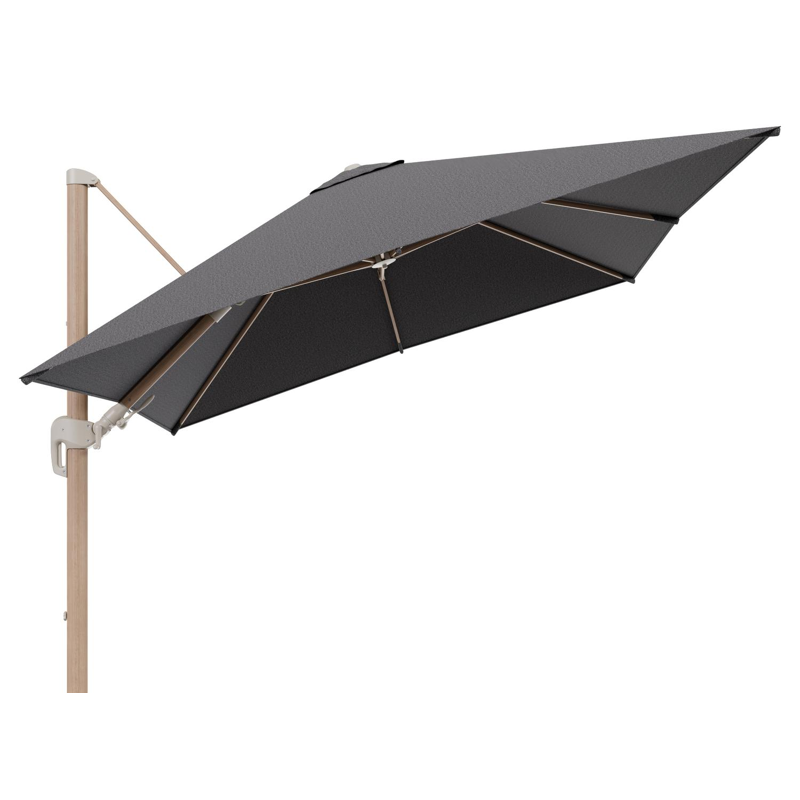 Rufina zweefparasol tiltfunctie in houtlook aluminium en parasoldoek in All Weather Solica Firenze Tunder  - L1 300 x L2 300 cm (zonder voet) (zonder voet)