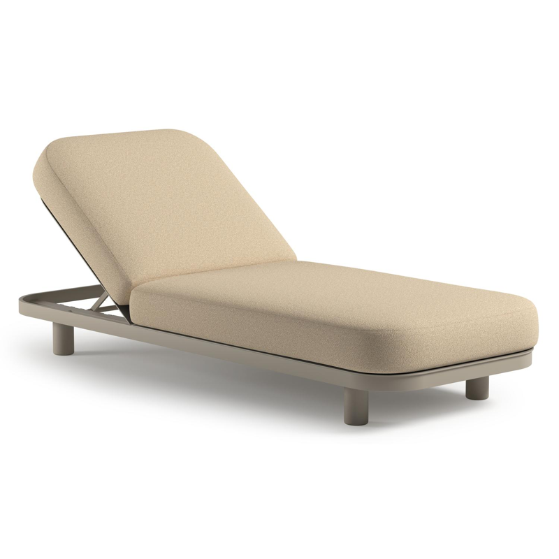 Chaise longue réglable Donato en aluminium beige avec All Weather Solica soul papyrus coussin