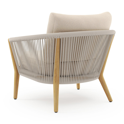 Fauteuil de jardin Orso en tecken corde ronde tissée verticalement beige et coussins en all weather sunbrella® luxe Heritage Papyrus