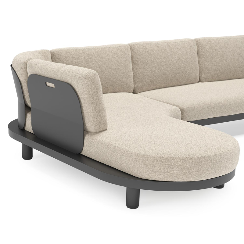 Donato loungehoek in zwart aluminium met All Weather Cosytica Catania Sand kussen