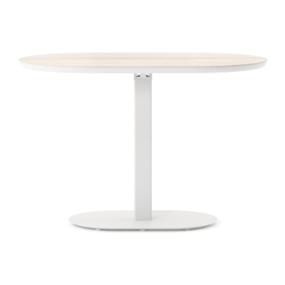 Teramo tuintafel bombo in wit aluminium en volkeramiek Travertino Bianco - L 110 x B 70 x H 73.7 cm