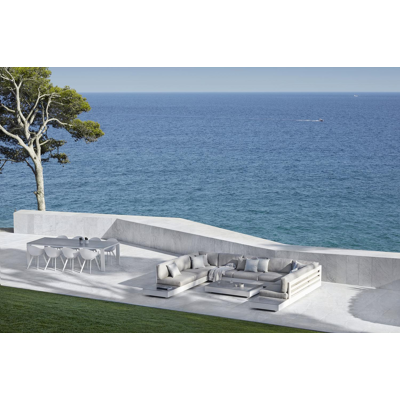 Como loungebank in wit aluminium met firenze earth all weather solica kussen