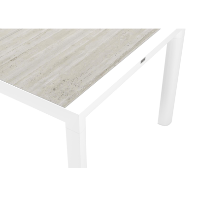 Madura tuintafel in wit aluminium en volkeramiek grijs - L 255 x B 100 x H 74 cm