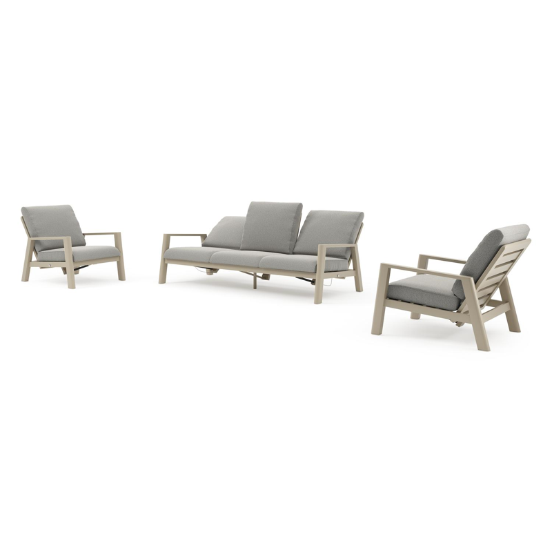 Cirello loungeset in beige aluminium met savane tunder all weather sunbrella® luxe kussen