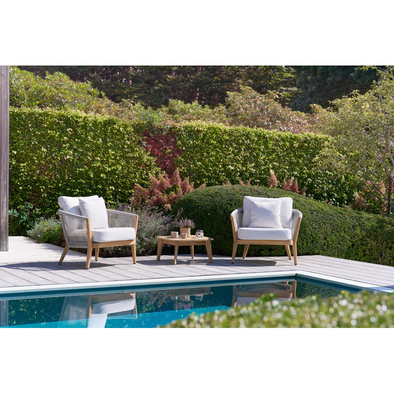 Table d'appoint Lacrima en teck - Lg 60 x larg. 60 x H 30 cm