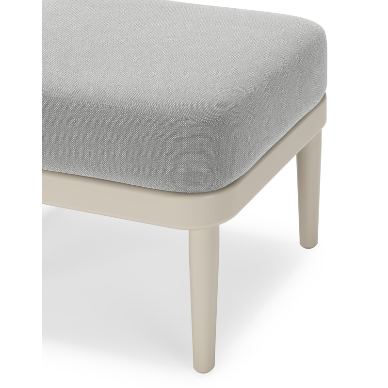 Pouf Orso en aluminium beige et coussins en all weather sunbrella® luxe Savane Grey